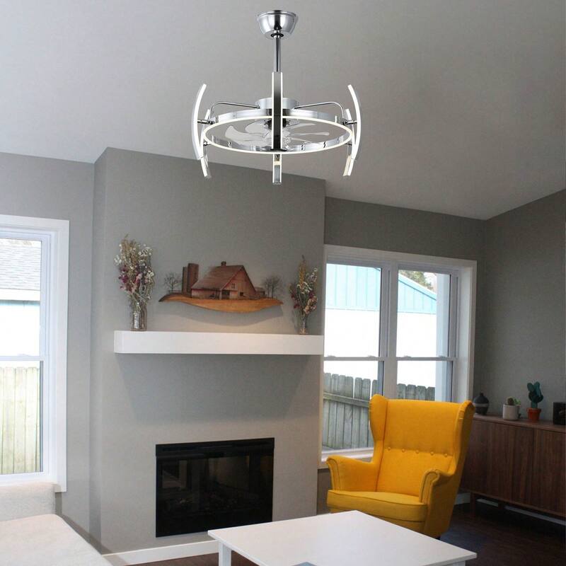 Cusp Barn 24-Inch Dimmable LED 6-DIY Shape Smart Ceiling Fan With Light, 6-Speed Reversible Ceiling Fan Light With Remote