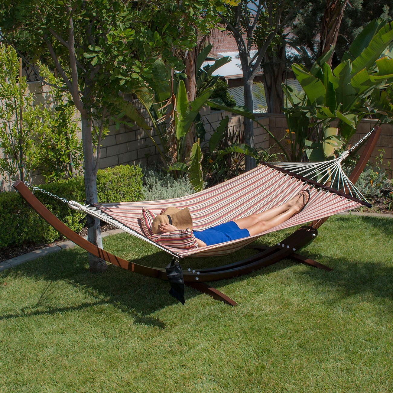 Shop Belleze 13ft Wooden Curved Arc Hammock Stand W Cotton
