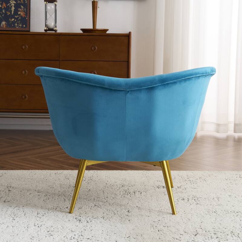 Christopher Knight Home - Eliana Modern Teddy Fabric Accent Chair with Curved Backrest and Gold Legs