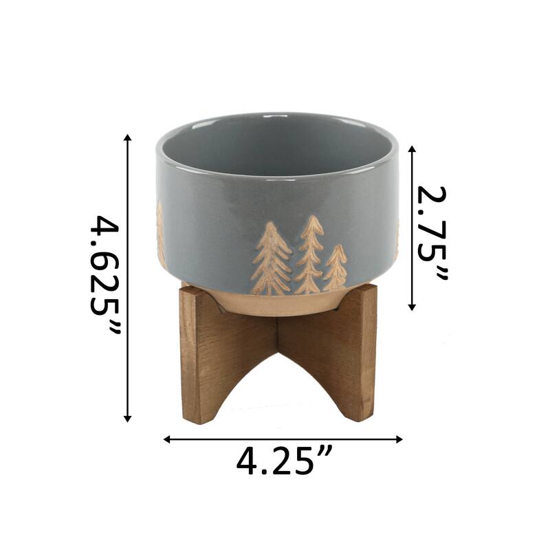 4" Christmas Ceramic on Wood Stand