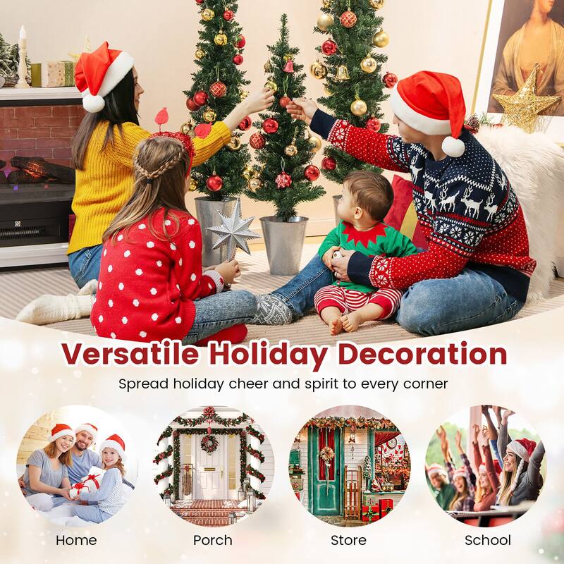 Gymax Potted Artificial Christmas Tree Set of 3 with 3/4/5 FT Faux