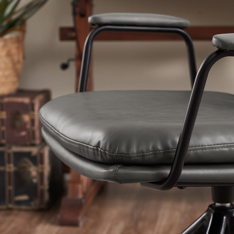 Art Leon Faux Leather Swivel Accent Arm Chair
