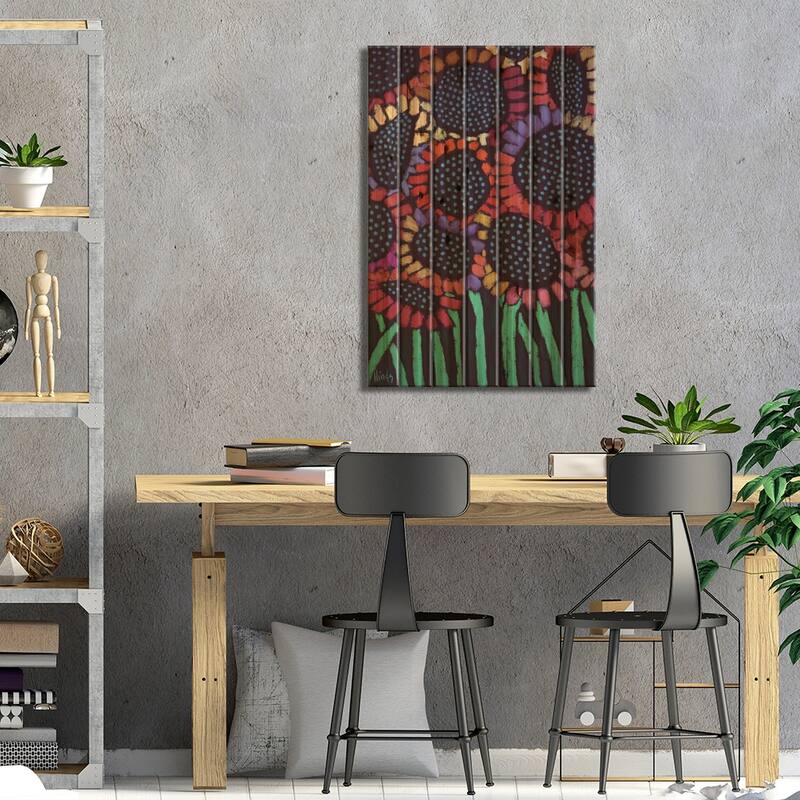 Sunflower Power Print On Wood by David Hinds - Multi-Color
