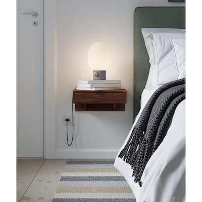 Bo - Walnut Hardwood Floating Nightstand Bedside Table - Small Bedroom Nightstand