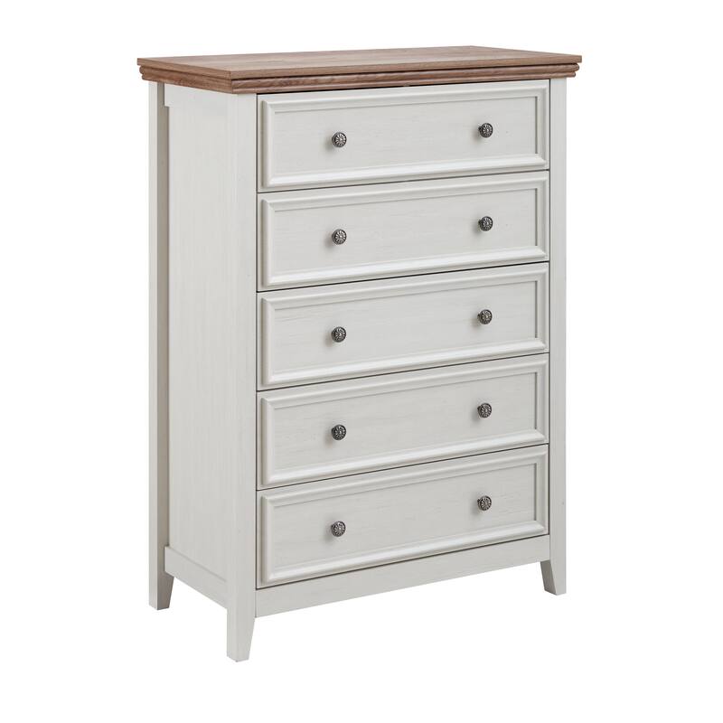 Beige Modern 5-Drawer Dresser, Stylish Closet Organizer Solution