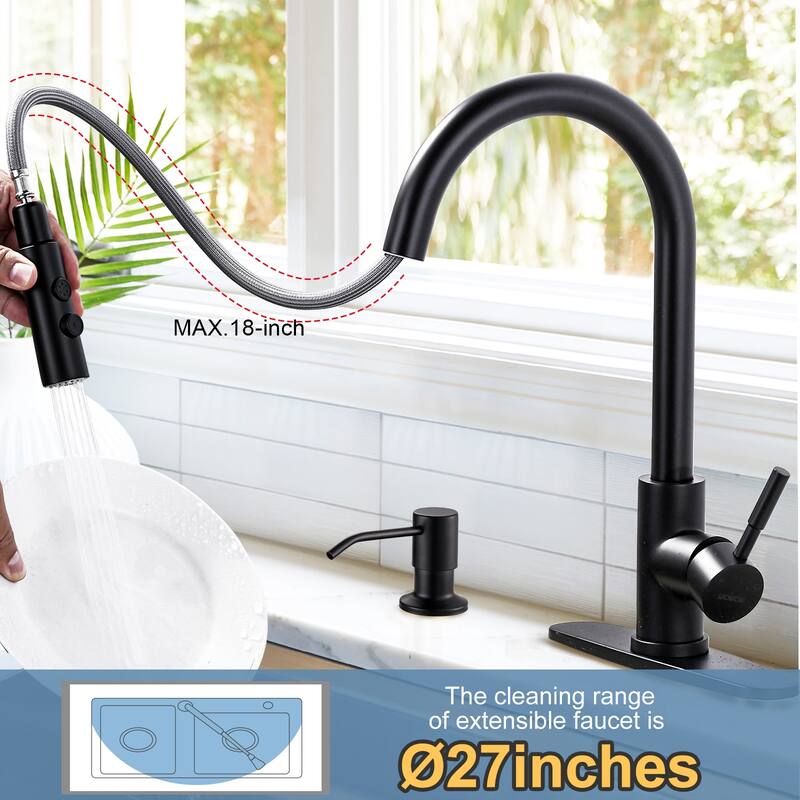 WOWOW Single Handle Pull Down Sprayer Kitchen Faucet