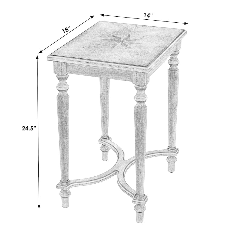 Tyler 18 in. W Rectangular Wood Side Table with 4-Way Match Veneer Inlay