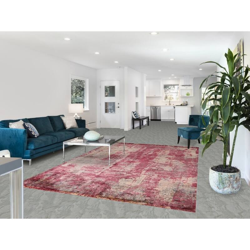 Contemporary Abstract Indian Area Rug Handmade Wool Carpet - 6'6"x 9'9"