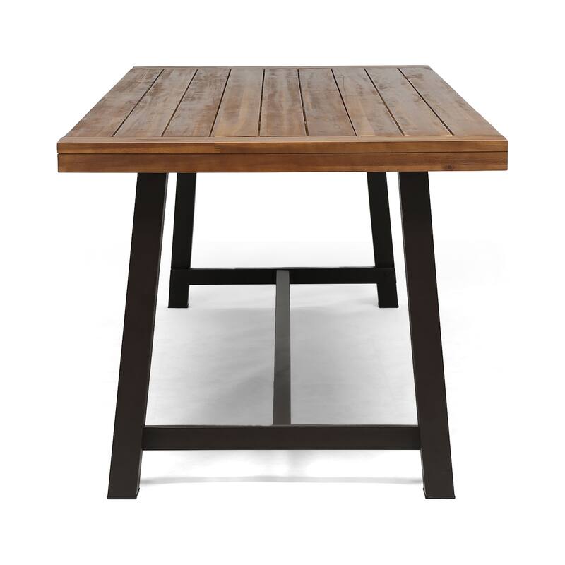 Teak Outdoor Dining Table for 8 Metal Frame Large Rectangular Patio