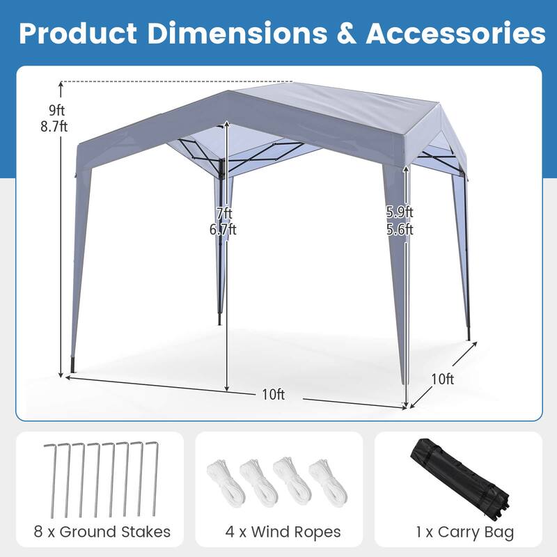 Costway 10 x 10 FT Outdoor Pop up Canopy Tent with Higher Top Roller - See Details