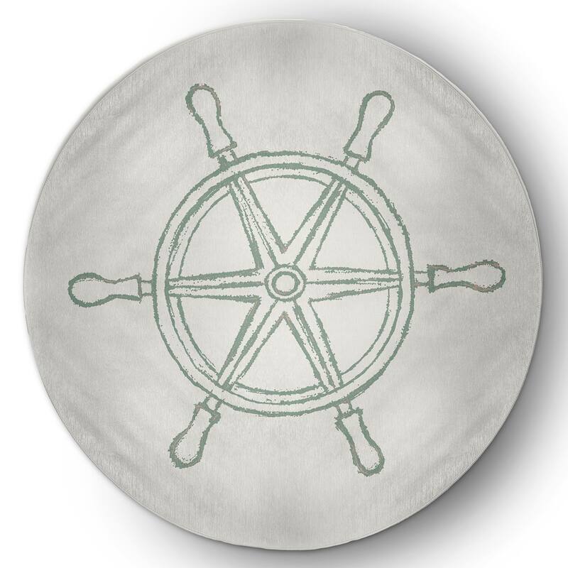 Large Ship Wheel Nautical Chenille Rug