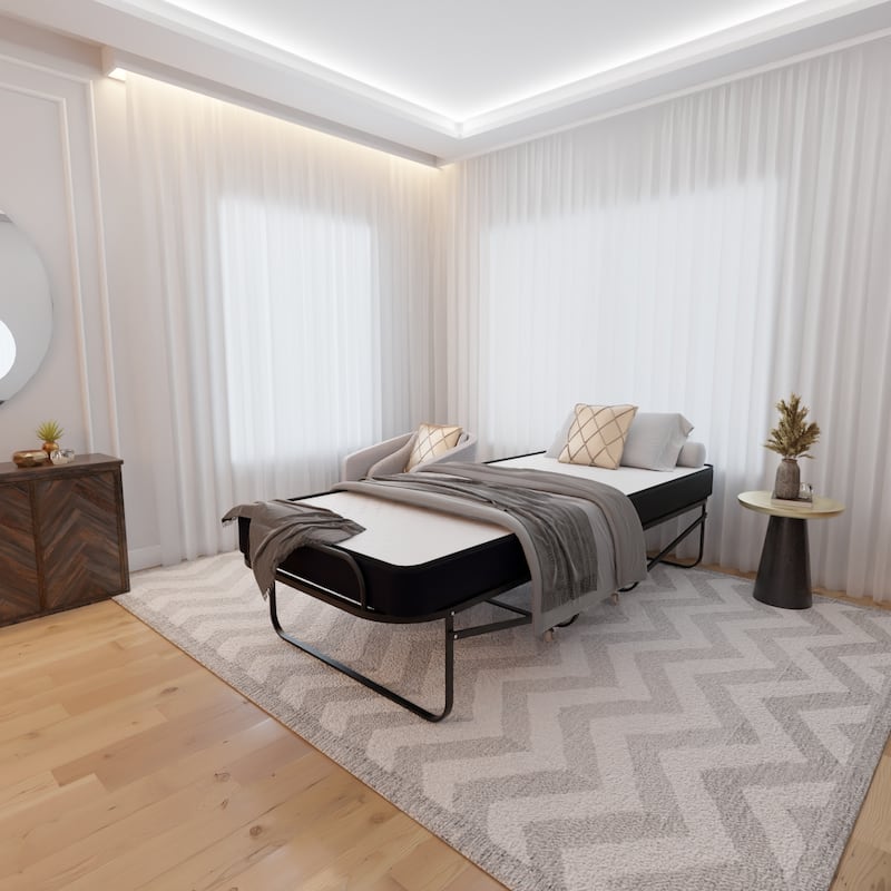 16" Rollaway Cot Bed with 5" Memory Foam Mattresses, Sturdy Metal Folding Frame, Fully Assembled, for Adults and Kids