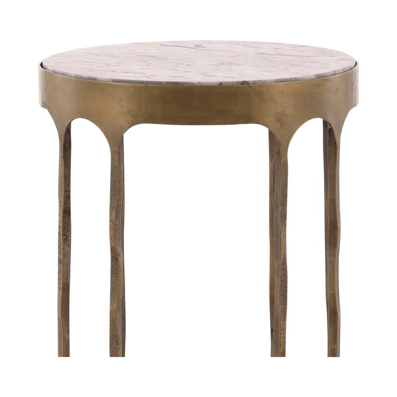 Furniture Classics Shirley Gold Iron Marble Traditional End Table