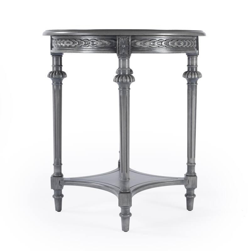 Hellinger 24 in. W Round Wood Tall End Table with Open Shelf