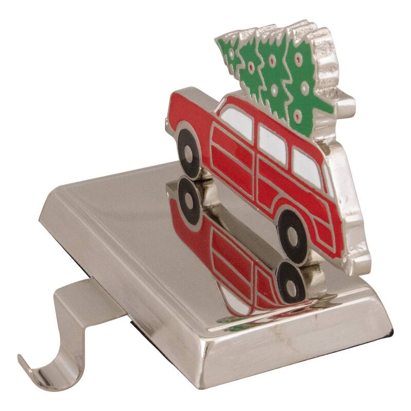 Vintage Station Wagon Car with Tree Christmas Stocking Holder - 5.25"