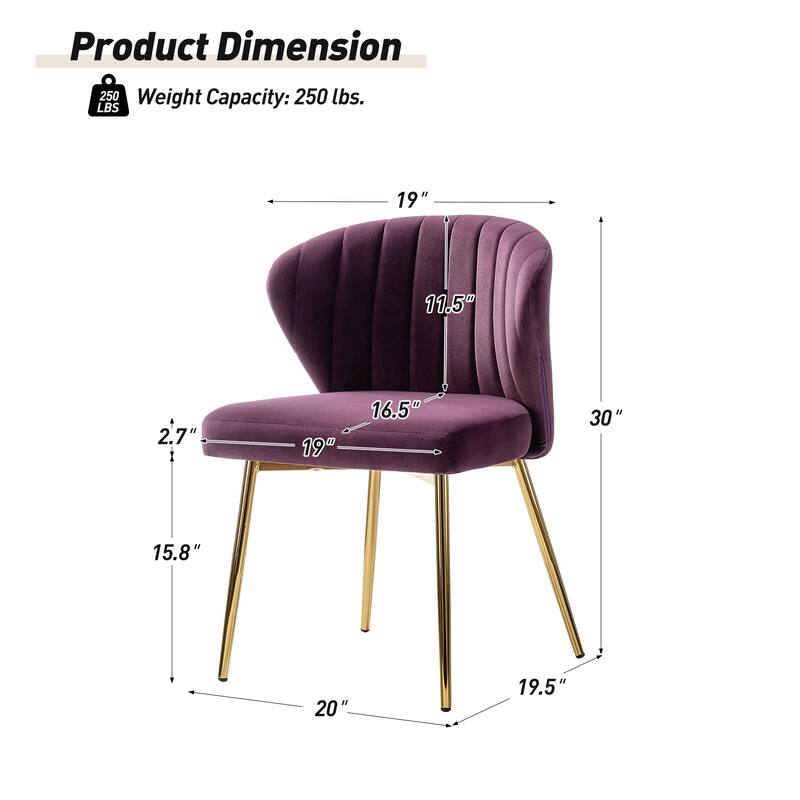 Barbara Side Chair with Metal Base Set of 4 by HULALA HOME