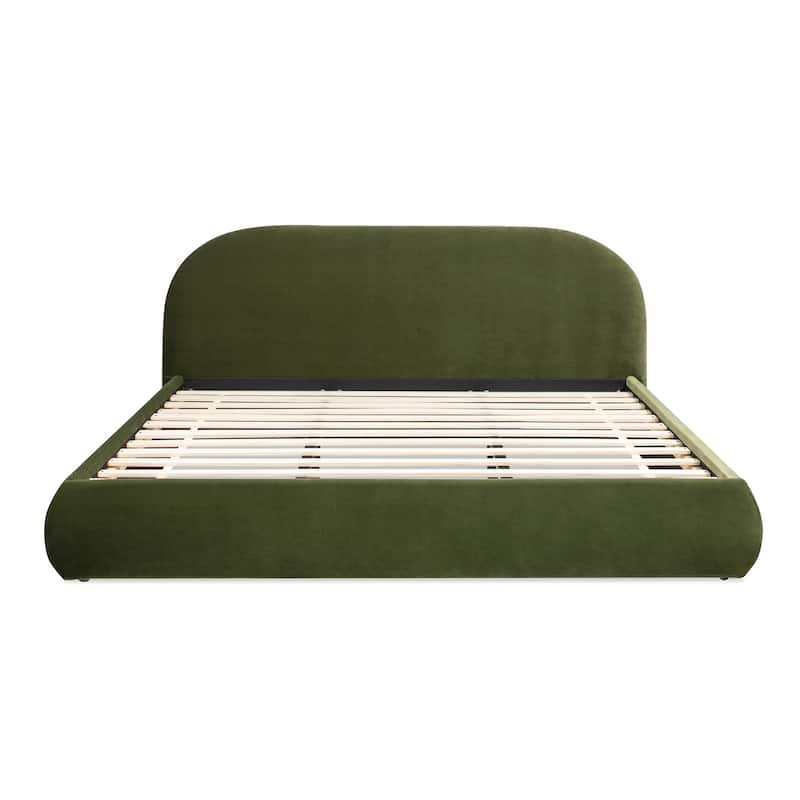 Archie Mid-Century Modern Velvet Upholstered Arched Platform Bed