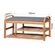 preview thumbnail 6 of 4, Living Room Bamboo Storage Bench,Entryway 3 Shelves Bench with Storage