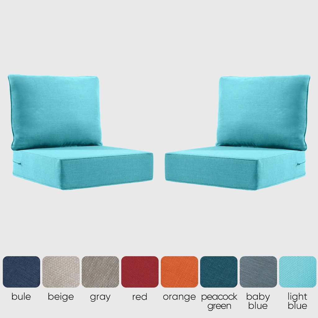 2 Pairs 6 Inch Seat & Back Cushion - Blue - 6 Inch