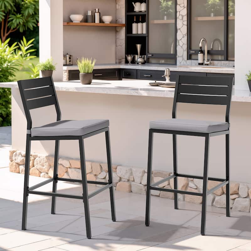 VredHom Outdoor Patio Barstools with Cushion - D 20.5 in. x W 17.3 in. x H 40.2 in.