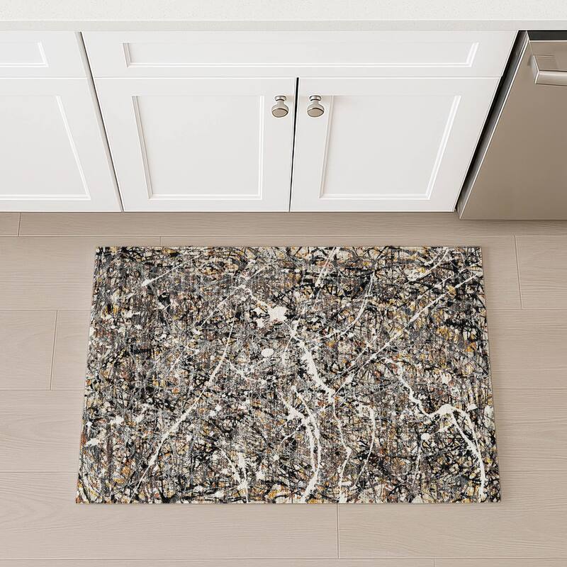 Machine Washable Indoor/ Outdoor Modern Splatter Chantille Rug