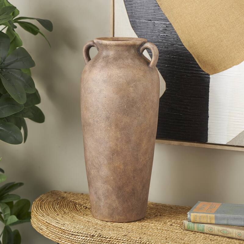 Ceramic Antique Style Textured Vase with Handles - Copper or White - Roche River Decor
