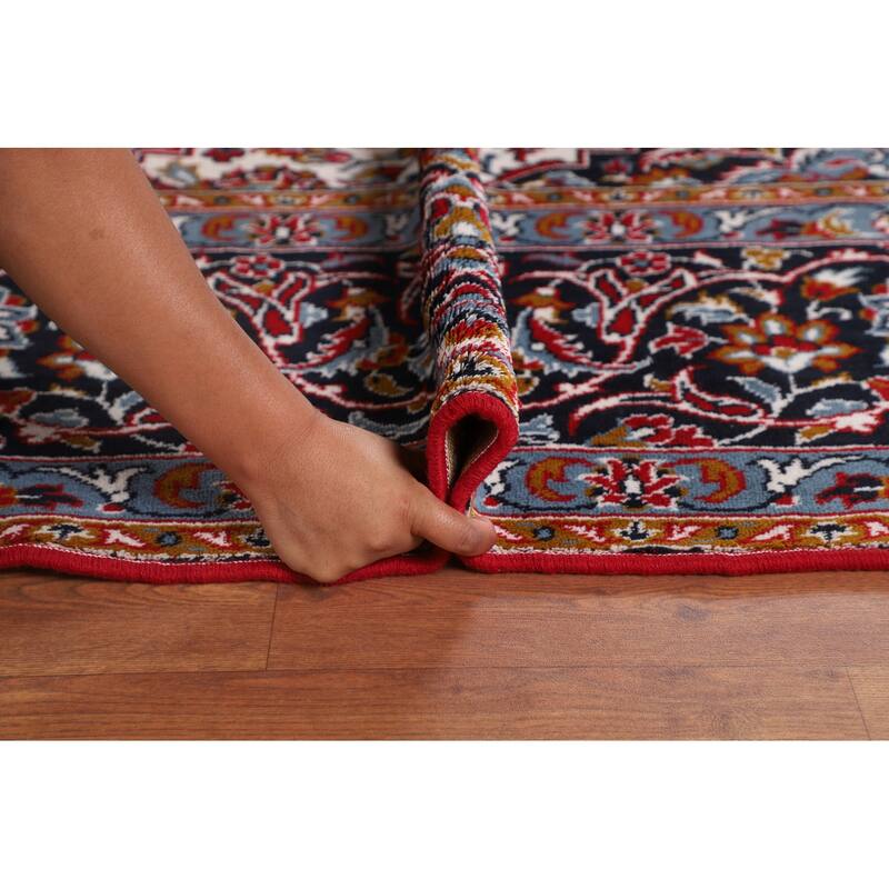 Floral Red Kashan Turkish Area Rug Machine Made Medallion Carpet - 9'7" x 12'11"