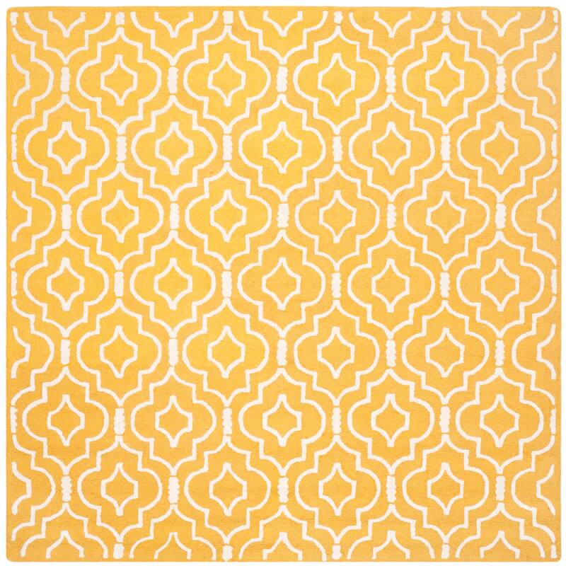 SAFAVIEH Handmade Cambridge Smaragda Modern Wool Rug - 6' Square - Gold/Ivory