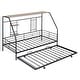 preview thumbnail 36 of 38, Metal Twin Size House Bed with Trundle and Built-in Shelf and Grid,Kids and Baby