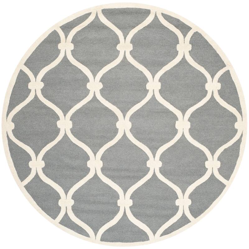 SAFAVIEH Handmade Cambridge Catharien Modern Moroccan Wool Rug - 8' Round - Dark Grey/Ivory
