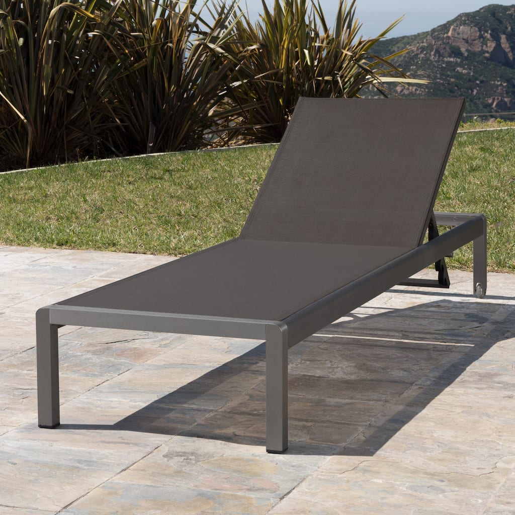Outdoor Adjustable Aluminum Chaise Lounge Chair, Patio Pool Recliner
