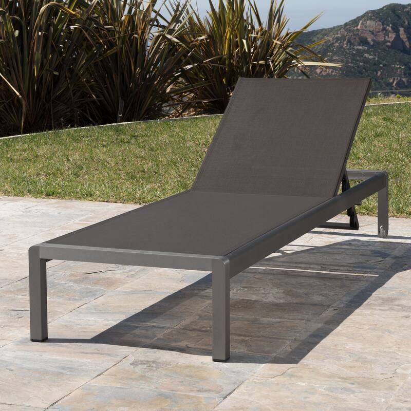 Roomfitters Adjustable Outdoor Chaise Lounge Chair, Modern Patio Recliner with Aluminum Frame