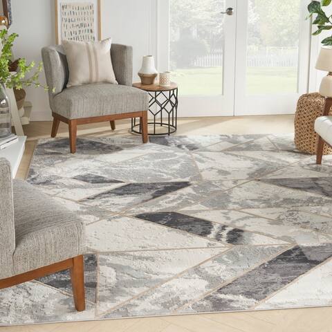 Nourison Elation Contemporary Abstract Marble Glam Area Rug