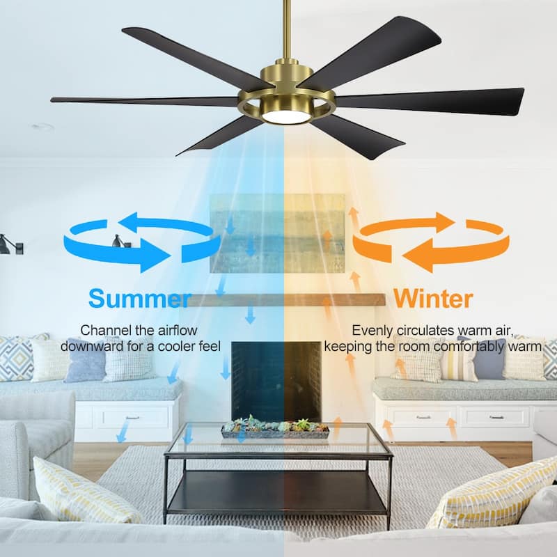 60 in. 6-Plywood Blades Indoor LED Ceiling Fan with Remote