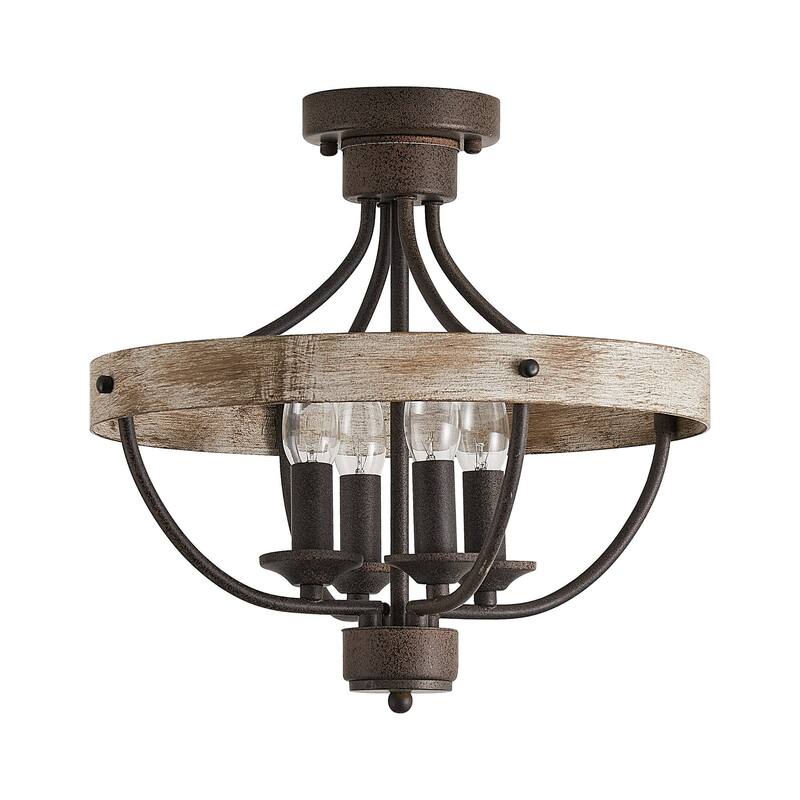 4-Light Industrial Farmhouse Semi-Flush Mount Ceiling Light
