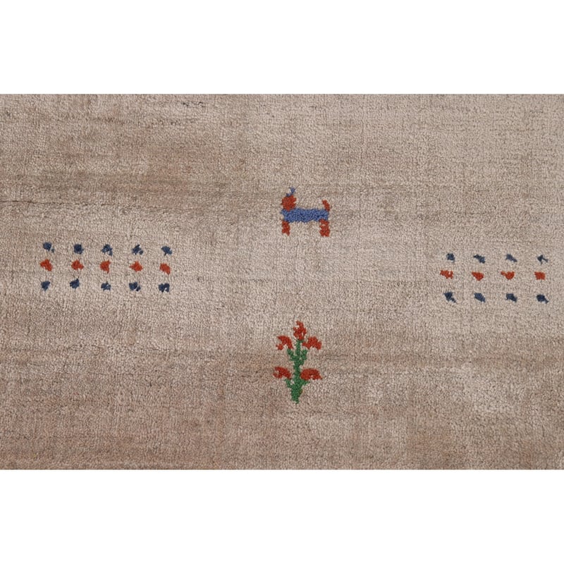 Tribal Gabbeh Indian Foyer Rug Handmade Beige Modern Silk Carpet - 3'0"x 5'0"