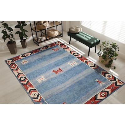 Blue Traditional Classic Modern Knot Area Rug - Elegant and Timeless Design - 6' x 9'