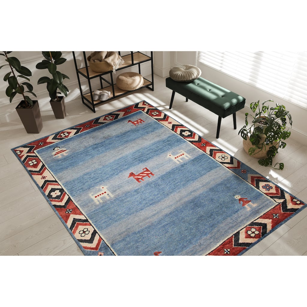 Blue Traditional Classic Modern Knot Area Rug - Elegant and Timeless Design - 6' x 9'