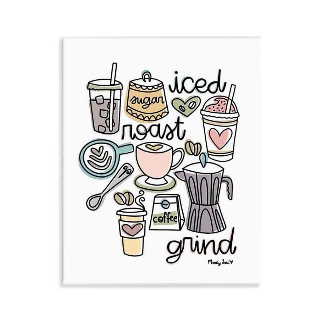Stupell Various Coffee Types Trend Wall Plaque Art Design By Mandy Ford Art + Illustration