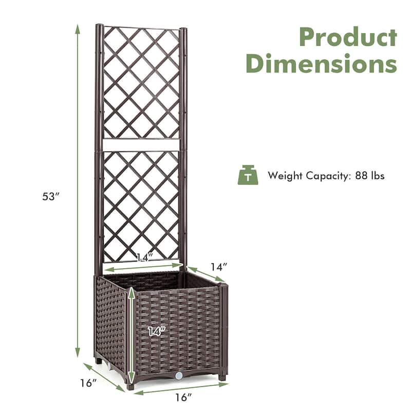 Gymax Raised Garden Bed w/Trellis Planter Box for Climbing Plants 16''