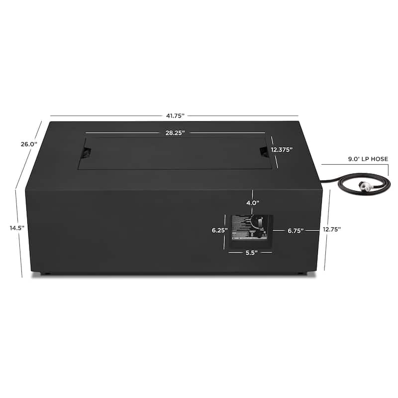 Aegean 42" Rectangle LP Fire Table