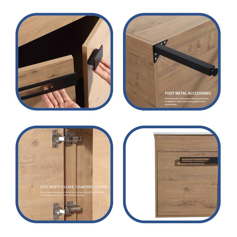 Imitative Oak 24 Inch Freestanding Bathroom Vanity With Sink