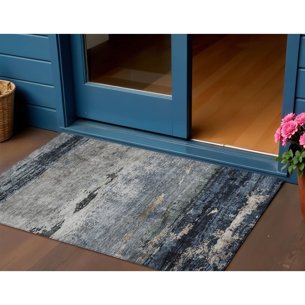 HomeRoots Abstract Transitional Rectangle Outdoor Rug