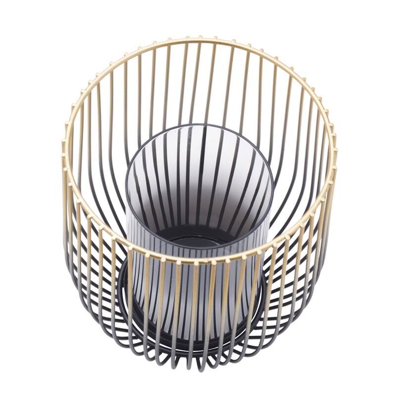 Elements Gold Glass and Metal Candle Holder, 6X7 Inch