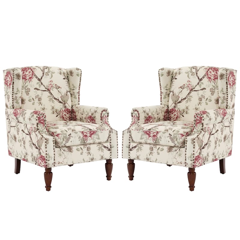 Traditional Nailhead Trim Armchair Accent Chairs Set of 2