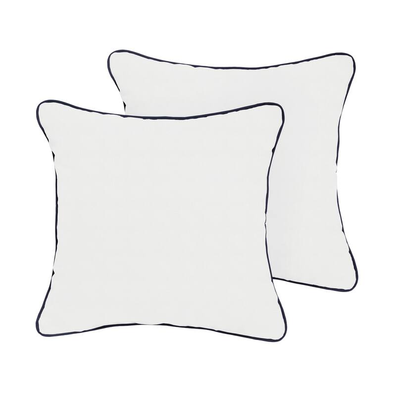 Sunbrella Canvas Natural/ Canvas Navy Indoor/ Outdoor Pillow Set