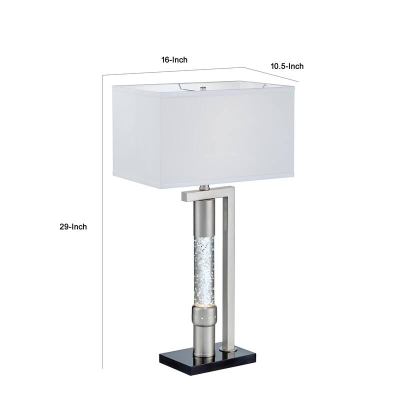 Mandy Table Lamp with Ripple Textured Glass Tube, Silver Metal 29 Inch