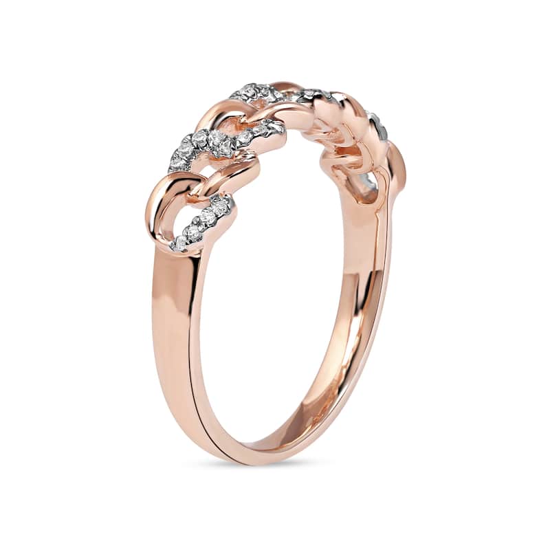 1/10ct TDW Diamond Cuban Link Fashion Ring in 10k Gold for Women