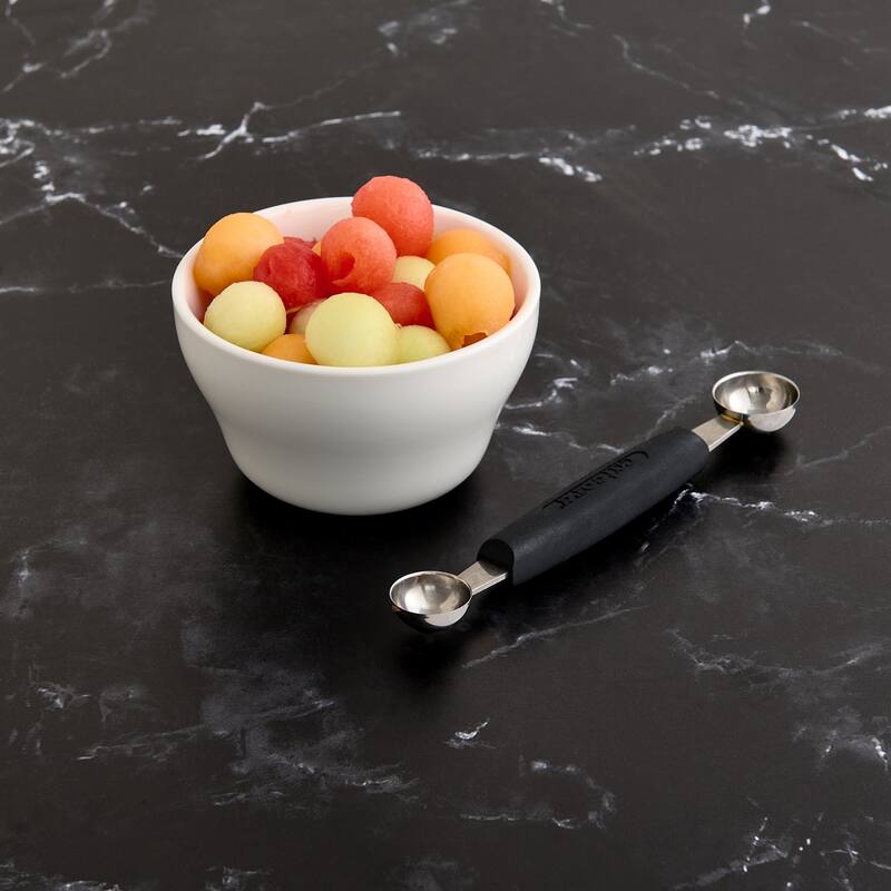 CatCora Melon Baller, Dual Blades 22/30-Millimeter For Melon Balls and Garnishes, Soft Handle