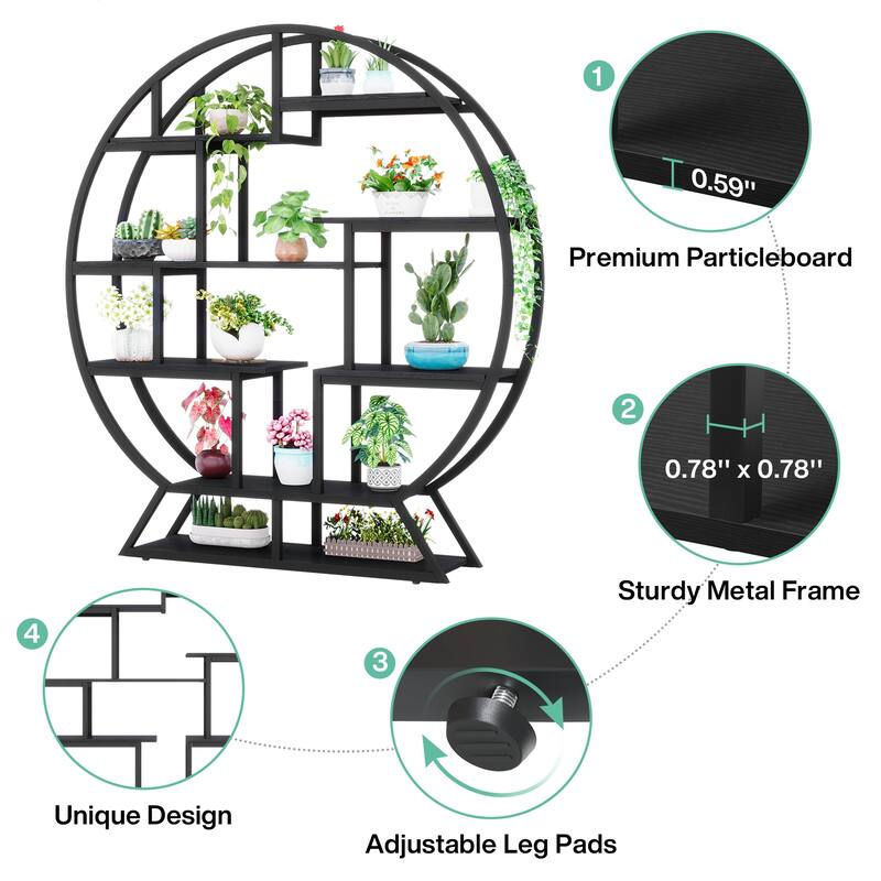 Round Plant Stand, Rustic 63 Inch Potted Plants Holder Flower Rack